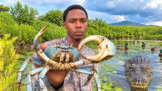 SURVIVING Crocodile Waters For Giant Mud Crabs!| Catch & Cook