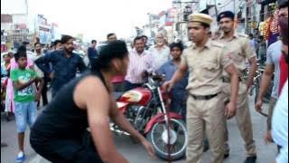 CWE Wrestler Shanky Singh Chokeslam to Police Constable Pandey.