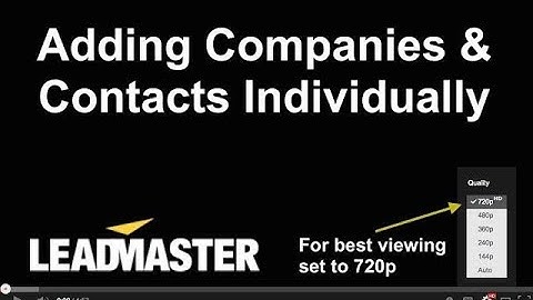 Adding Companies And Contacts Individually