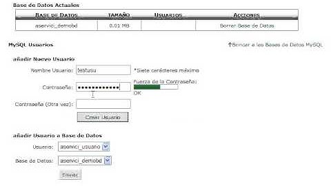Crear base de datos MySql en Cpanel.