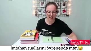 İmtahana hazırlaşmağa aid gülməli video/Sınava hazırlıkla ilgili komik video