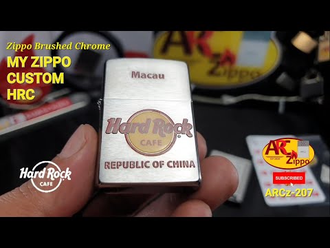 My Zippo Custom Hard Rock Cafe Macau | Brushed Chrome Lighter | Zippo Regular | ARCz-207