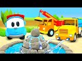 Leo and friends build a fountain for Lea. Street vehicles at the farm. Funny cartoons for kids.