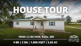 Rolla MO Mini Farm | 4-Bed Home on 3 Acres with Barn & Shop