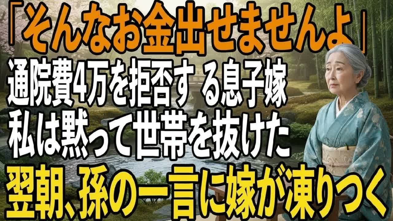 通院費4万円すら貰えず黙って世帯離脱した私。翌朝、孫の「おばあちゃんは？」の一言で息子嫁が凍りついたワケとは【シニアライフ】【60代以上の方へ】
