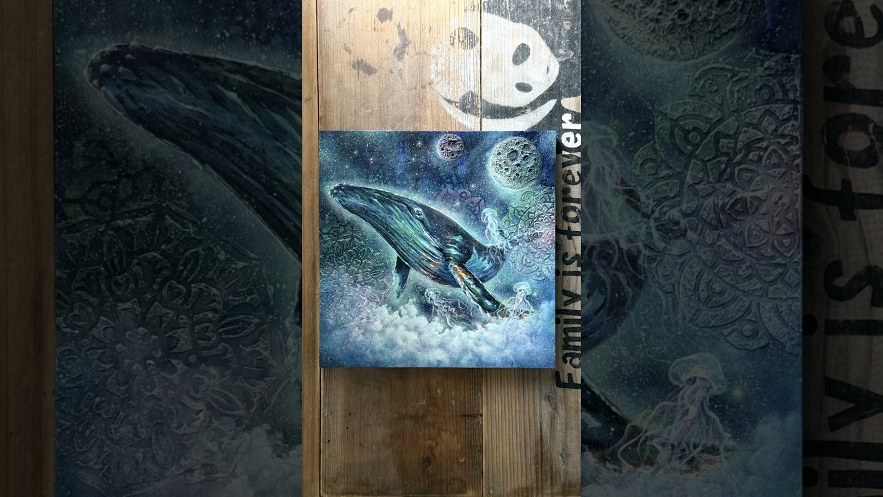 アクリル画】宇宙を泳ぐクジラを描く。/ From the Sea to the Universe
