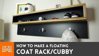 I made a floating coat rack/cubby using a french cleat, from baltic birch plywood. Subscribe to my channel: http://bit.ly/1k8msFr 