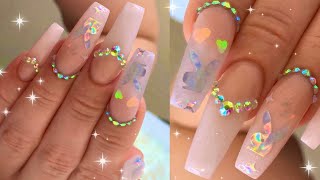 Playboy Bunny Milky White Glitter Ombré Acrylic Nails Tutorial