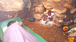 Winter Camping in Stone Shelter on Mountain Top | Bushcraft survival, Nature Movie