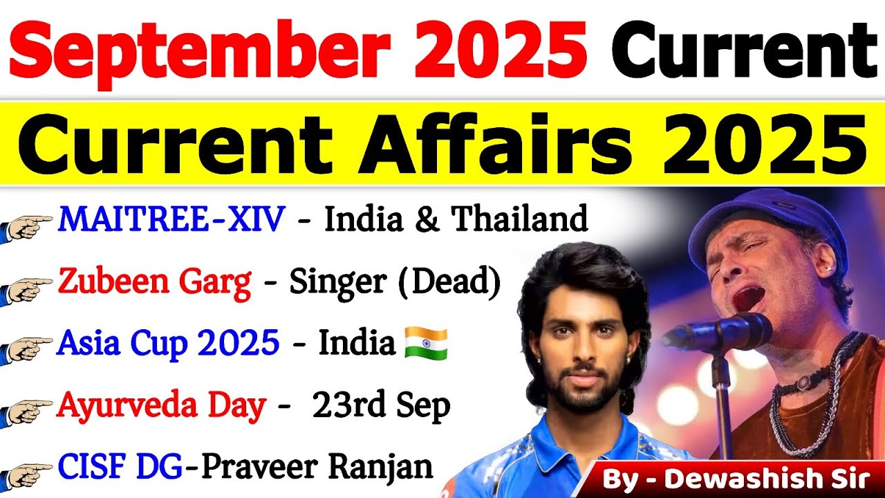 September 2025 Current Affairs | Monthly Current Affair 2025 | Current ...