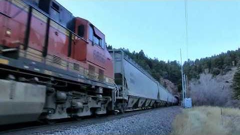 BNSF freight train exits tunnel 17 on the Moffat Route