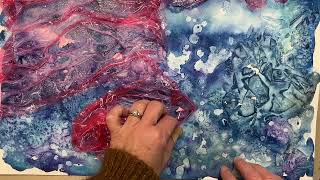 Plastic Wrap Watercolor Technique Reveal
