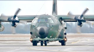 (4K) Algerian Air Force Lockheed Martin C130J and C130H (7T-WJC-7T-WHR) Arriving at Munich Airport!