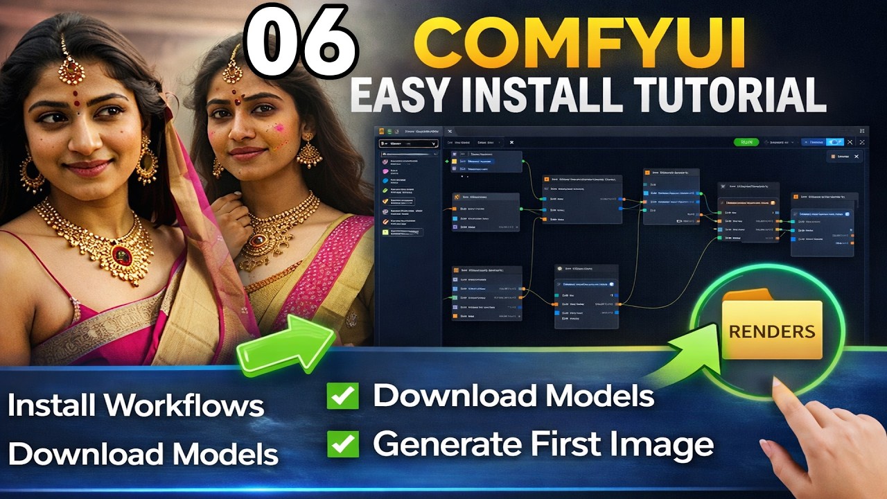 06 ComfyUI Complete Basics: UI Tour, Templates, Workflows, Checkpoints ...