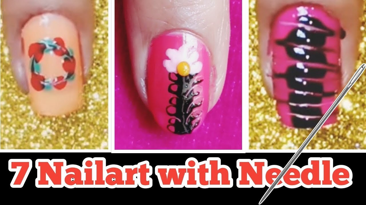 Nail Art Using Needle Compilation || Needle Nail Art || No Tool Nail Art