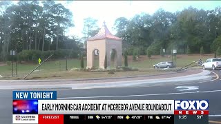 Single-vehicle accident causes damage at new McGregor Avenue roundabout