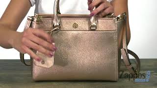 Tory Burch Robinson Metallic Small Double Zip Tote SKU: 9055496
