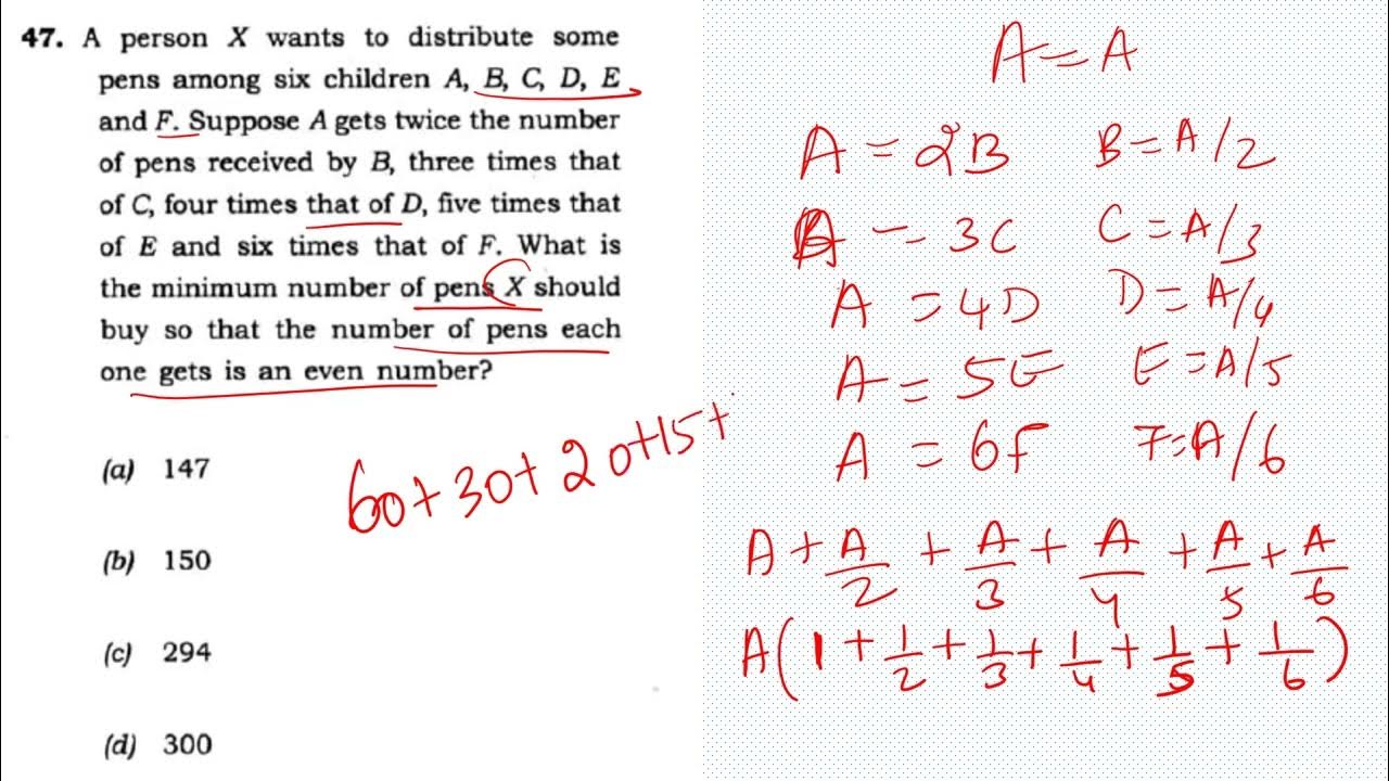Upsc csat 2022 a person x wants to distribute some pens among six