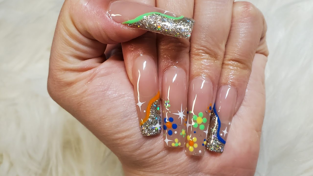 Spring Nails ft Nail Reserve | Long Square Flower Nails