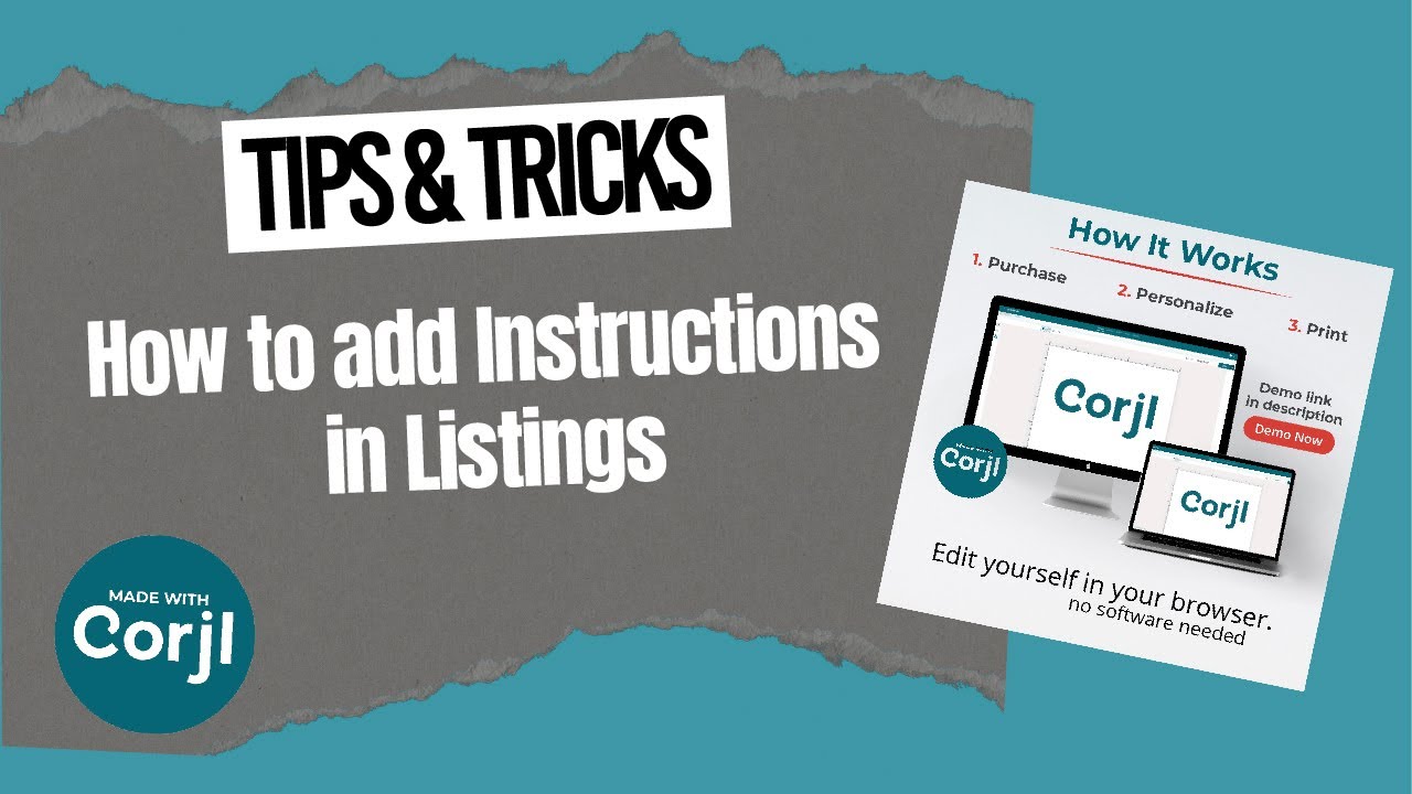 How to add Instructions to a Corjl Listing - YouTube