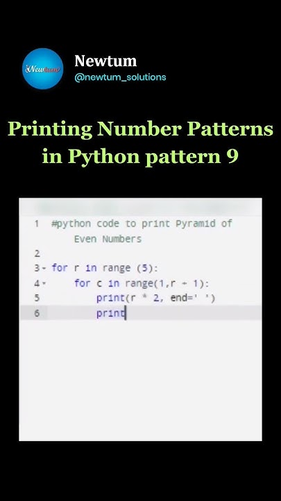 Printing Number Patterns in Python pattern 9.. #newtum #coding # ...