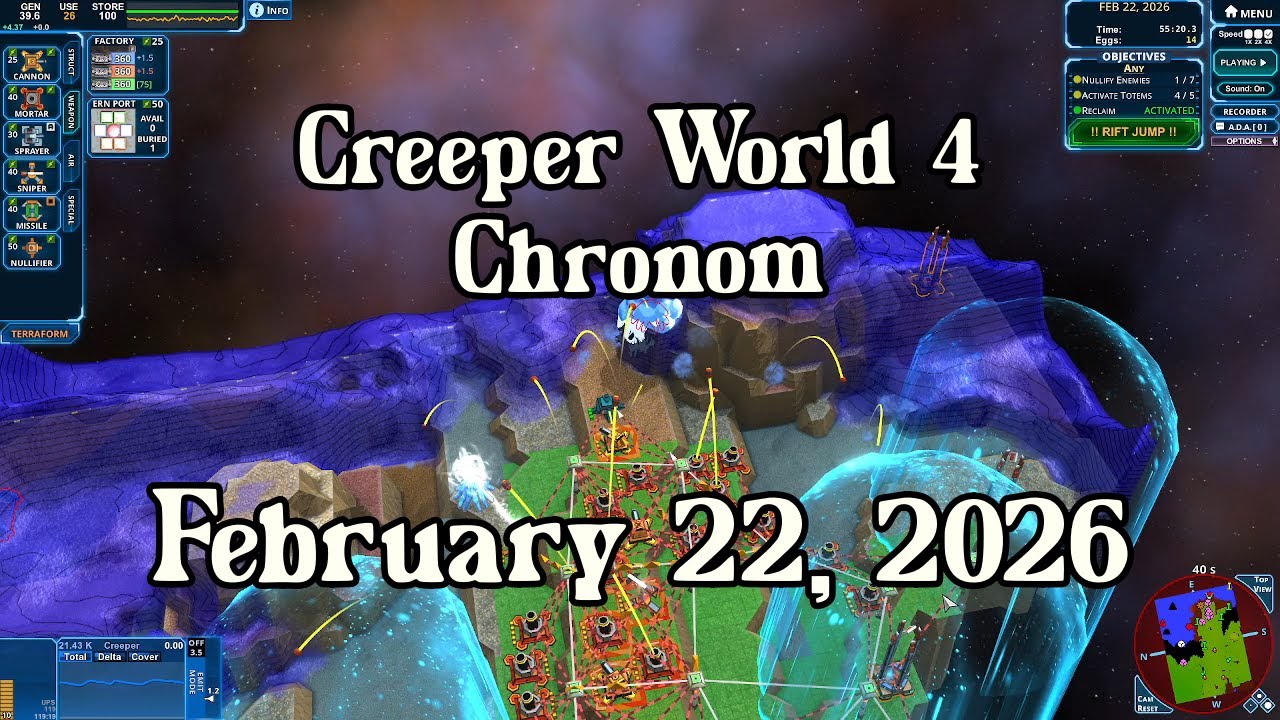 Creeper World 4 Daily Map –  February 22, 2026 | No Commentary