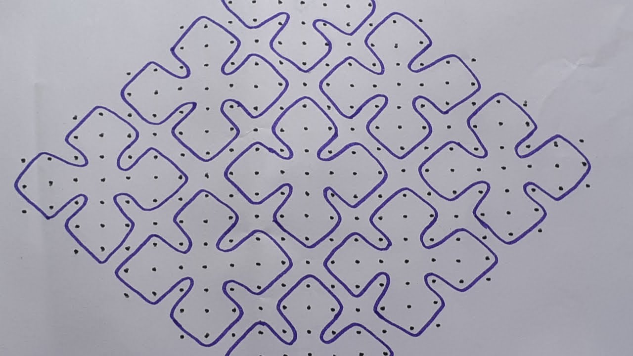 Big sikku kolam with 23 - 3 - 3 dots//kambi kolam big//periya sikku kolam...