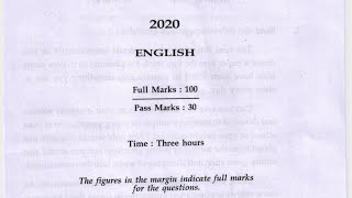 Ahsec English Paper 2020 Ahsec English Question Paper