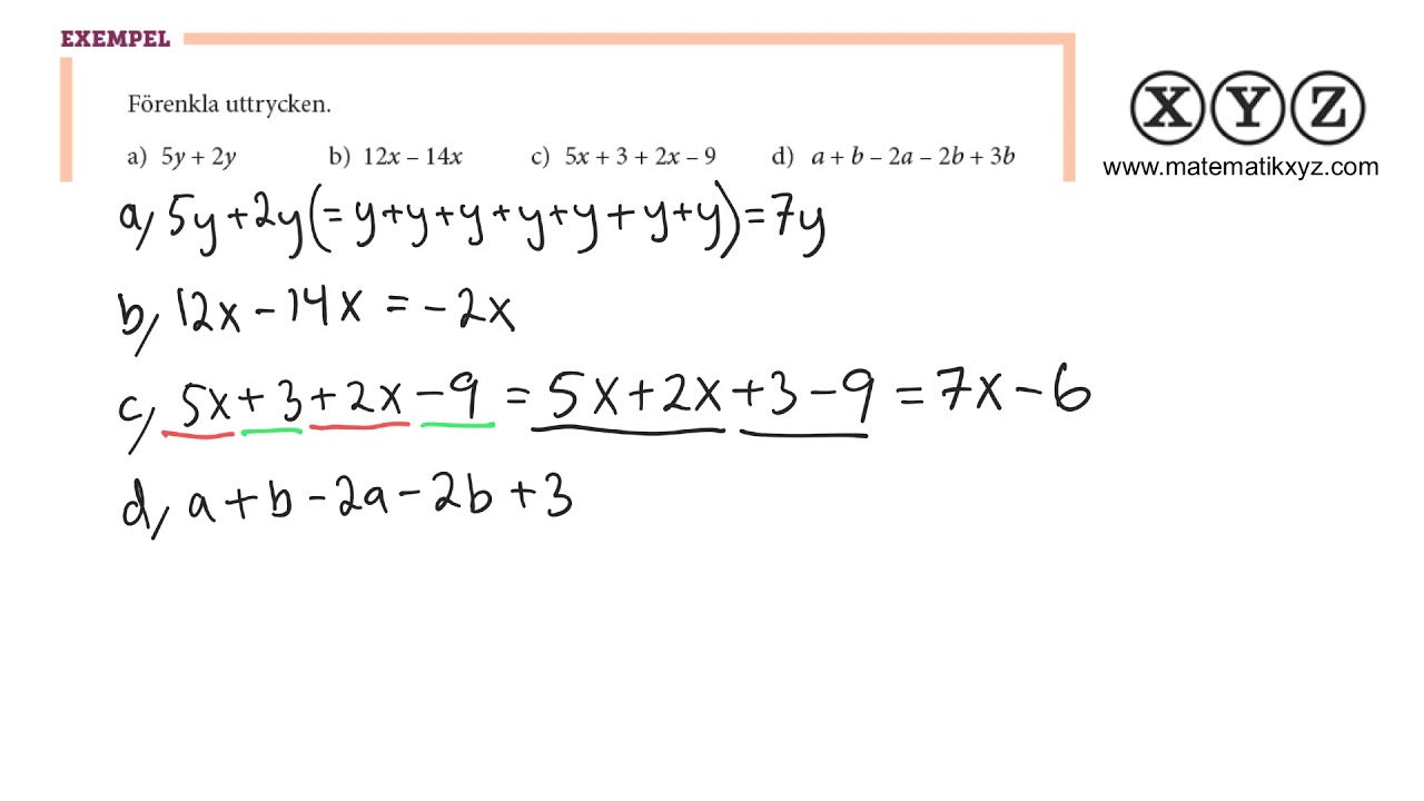 X 2.3 Förenkling av uttryck