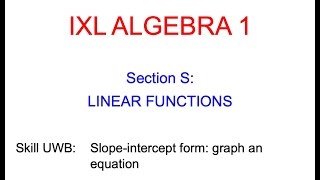 IXL S.7 Algebra 1 Slope-intercept form: graph an equation (UWB)
