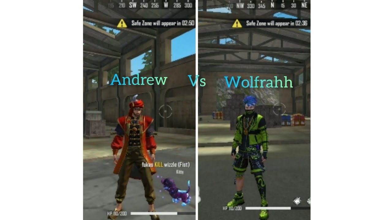 Andrew vs wolfrahh jump damage challenge freefire 2021