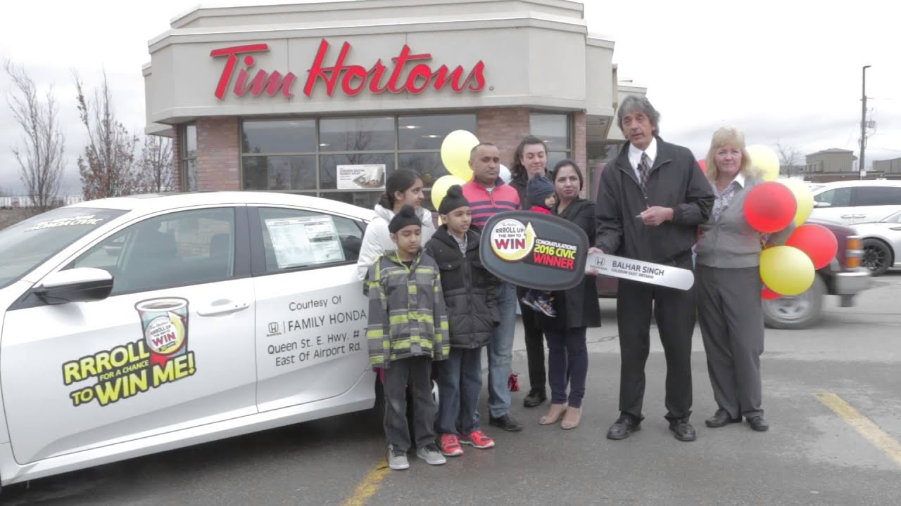 Tim Horton's Roll Up Winner Family Honda YouTube