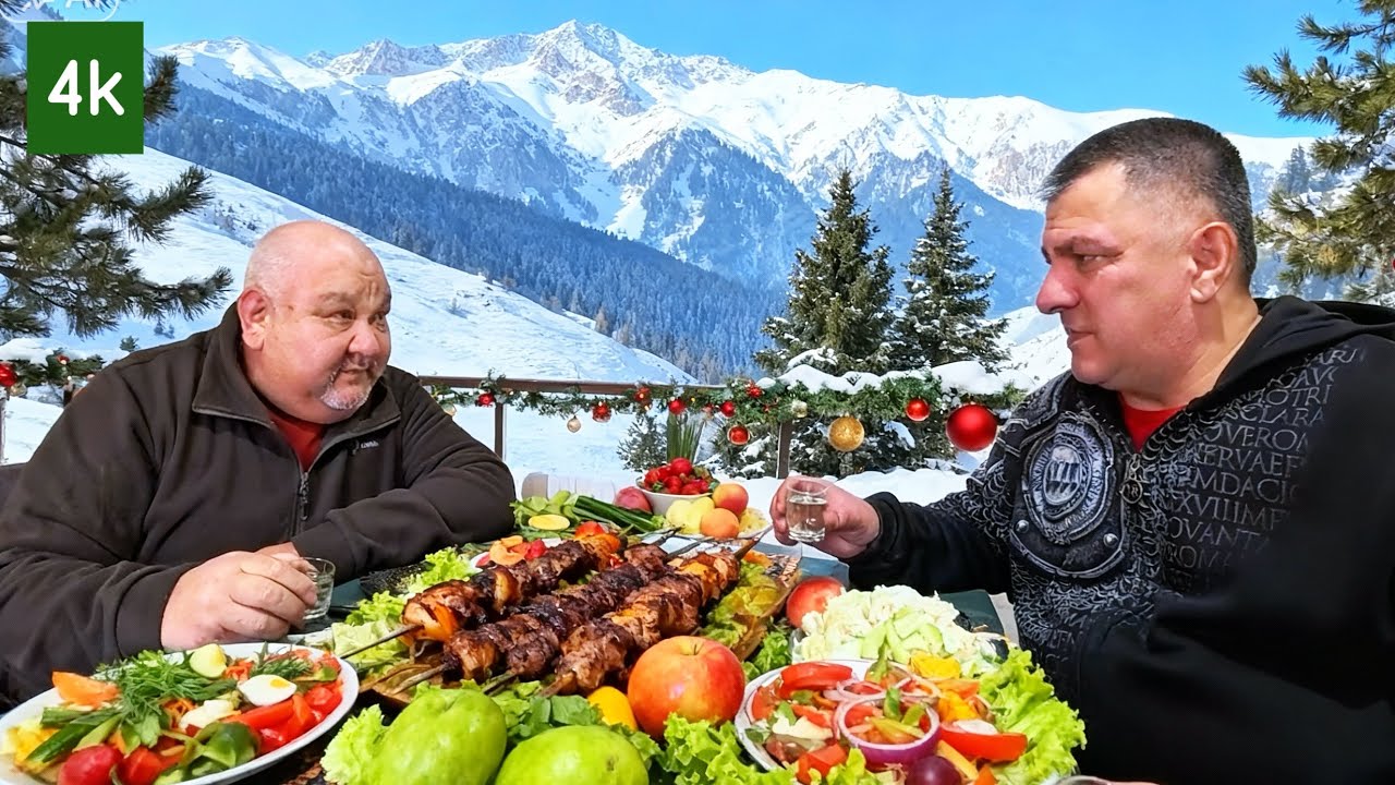 Отмечаем день рождение! Приготовил вкусные блюда для друзей. Шурпа. Шашлык. Мясо. Утка. Архыз.