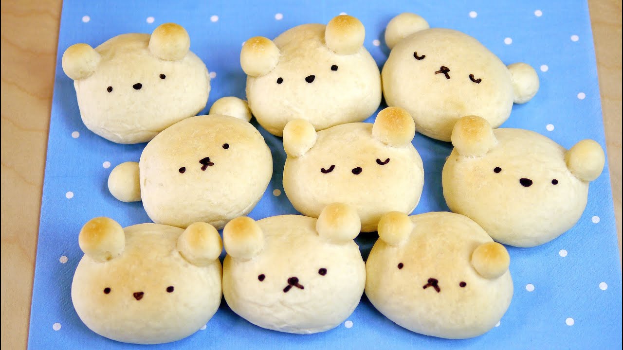 Custard Cream Bread Polar Bears Recipe しろくまクリームパン　電子レンジでカスタードクリーム