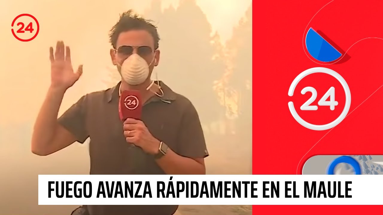 Equipo de TVN capta en vivo emergencia por rápido avance del fuego en Empedrado | 24 Horas TVN Chile