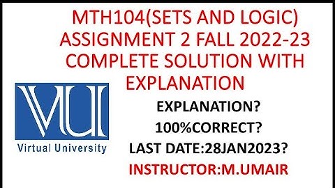 MTH104 Assignment 2 Fall 2023 complete solution||💯 correct last date 28 Jan #vu #mth104 #assignment