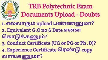 TRB Polytechnic Recruitment | Additional Documents Upload | Doubts | Equivalent G.O number & Date?