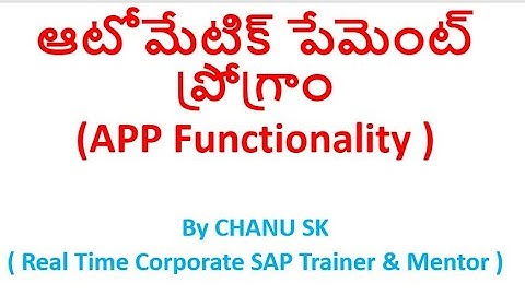 About ₹Automatic Payment Program₹ Configuration- Chanu SK SAP FICO in Telugu- Chanu SK SAP Coaching