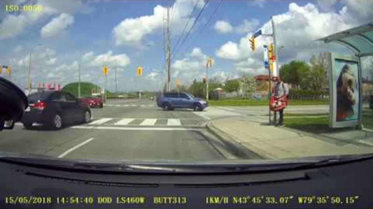Car Nearly Causes Multiple Accidents in Intersection || ViralHog - YouTube