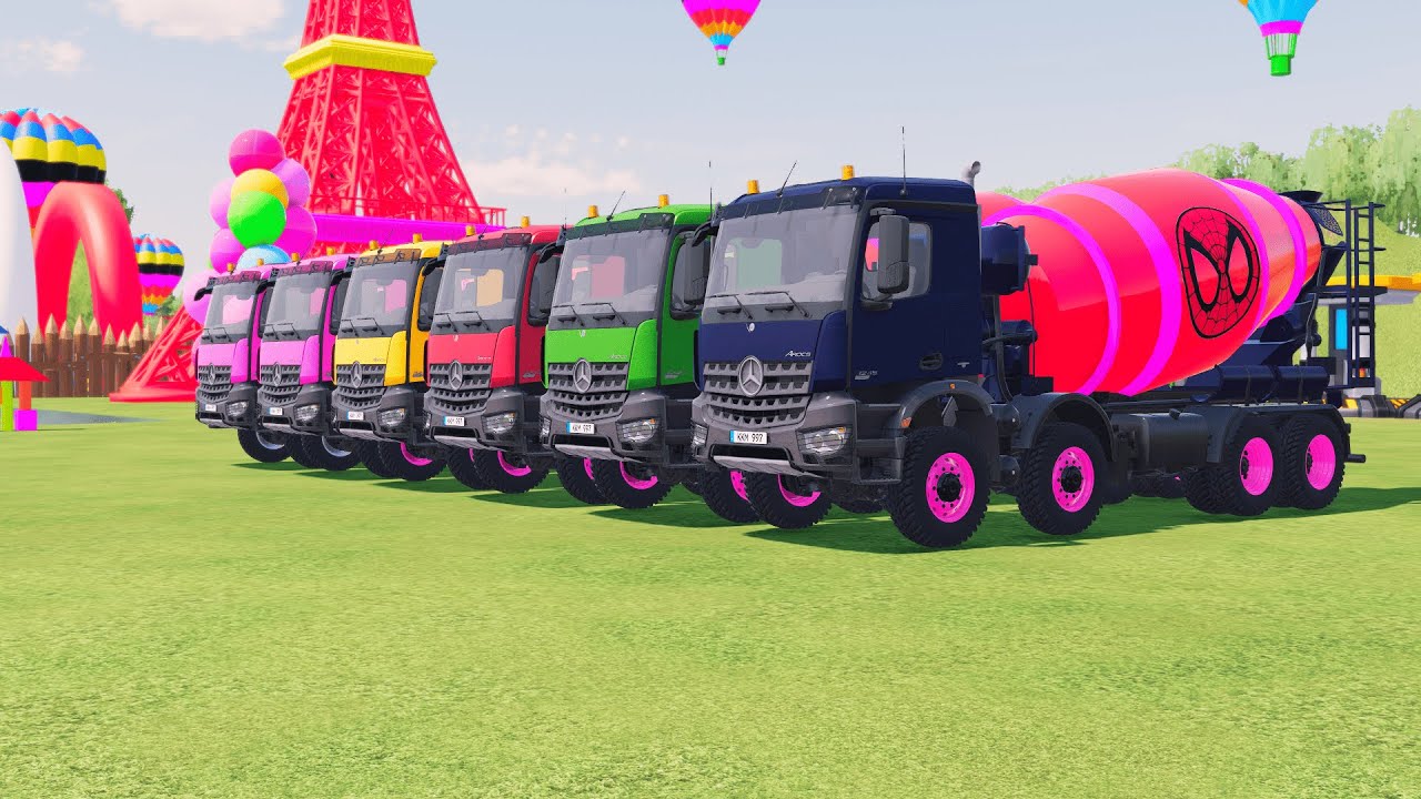truck vs lamborgini fanny game kids لعبة شاحنة ضد سيارة ضد لامبورغيني ضد فاني، ساحة ألعاب الأطفال