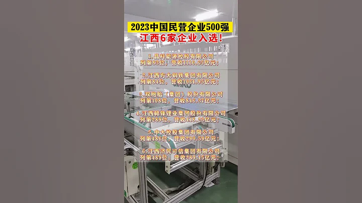江西6家企业入围“2023中国民营企业500强”，快来认识一下！#民营企业 #江西 #民生关注 - 天天要闻