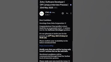 Got Shortlisted for Zoho Software Developer Role! | Off Campus Interview #zoho #interview #shorts