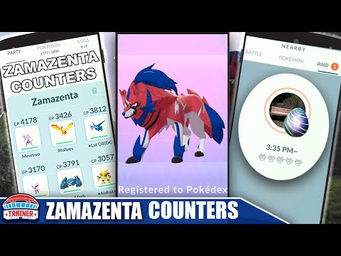 Pokémon GO Hub - Best Counters to defeat Zamazenta! Infographic by