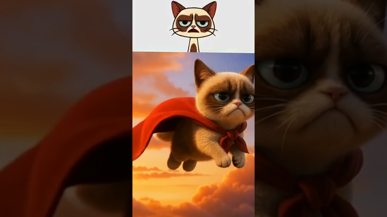 Sprunki OC Grumpy Cat flying in sky 
