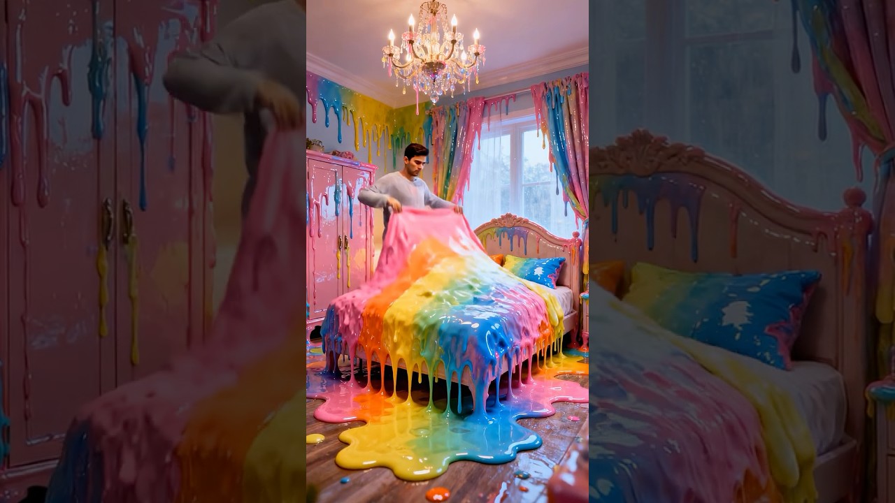 Sleeping in a RAINBOW Slime Bed! 🌈😴