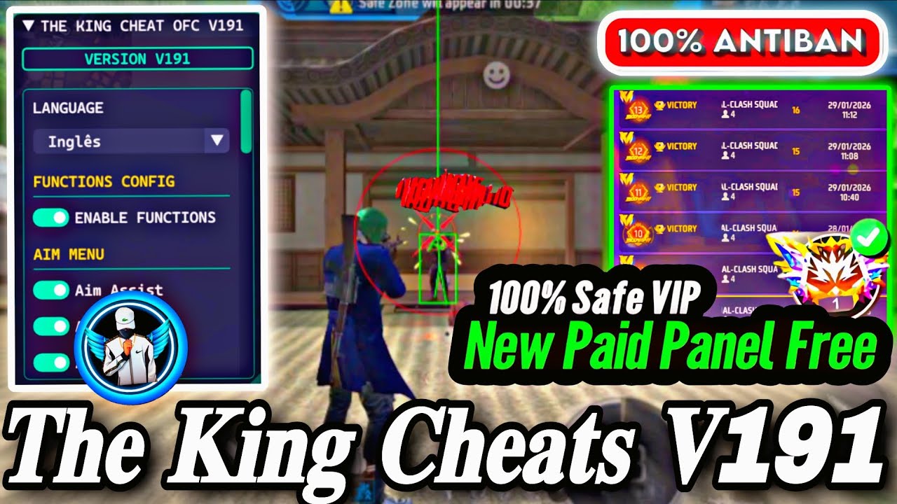 THE KING CHEATS V191 | OB52 UPDATE NEW ANTIBAN MOD MENU APK DAWNLOAD ALL SERVER 10P% SAFE | 