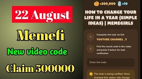 How To Change your Life in a Year ( Simple Ideas ) | memeGirls | Memefi new video code 22 August