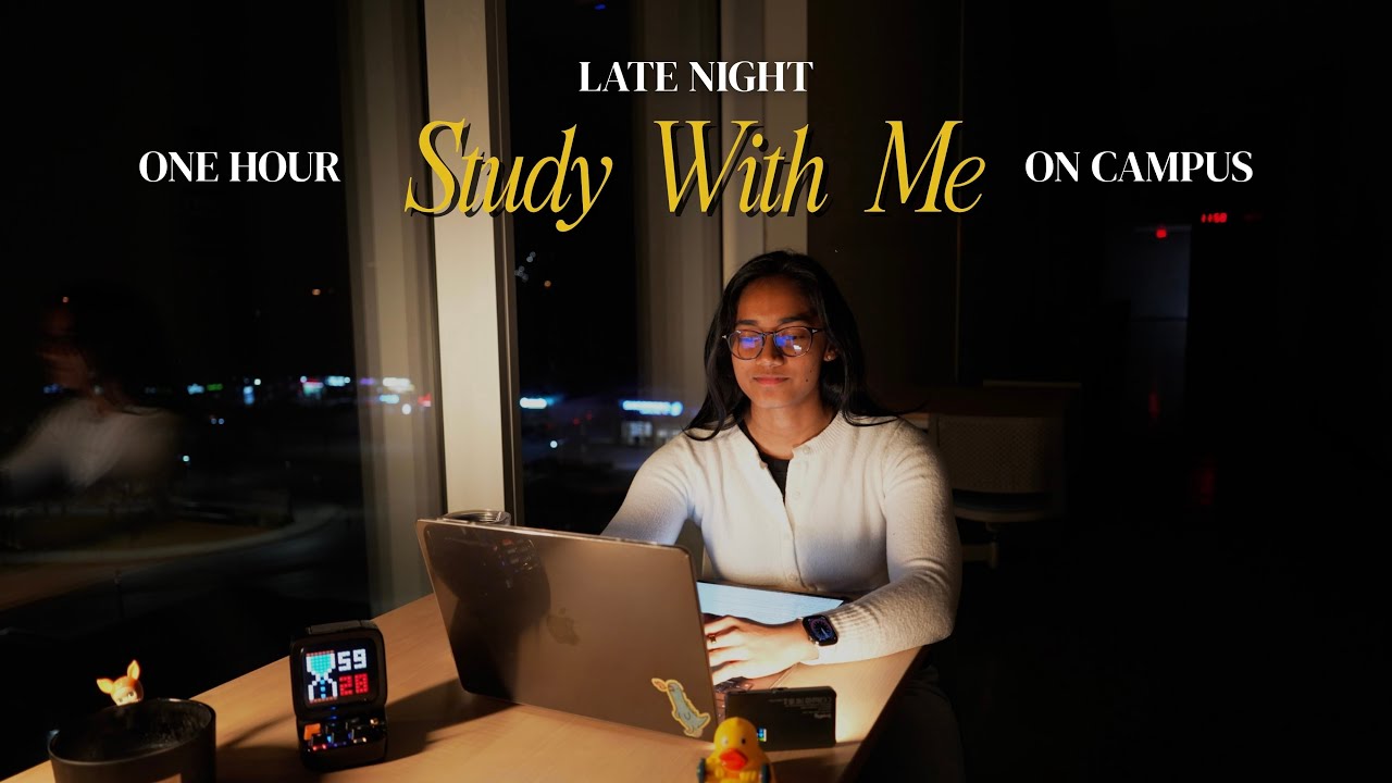 1 Hour Late Night Study With Me On Campus 🌙 │Chill Lofi Beats 🌱 │Real ...