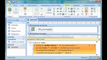 Curso de Access 2007. 6. Agrupar y ordenar en Diseño de informe.