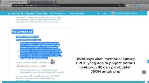 Pembuatan JSON pada php dengan menggunakan konsep CRUD (perpustakaan web programming III)